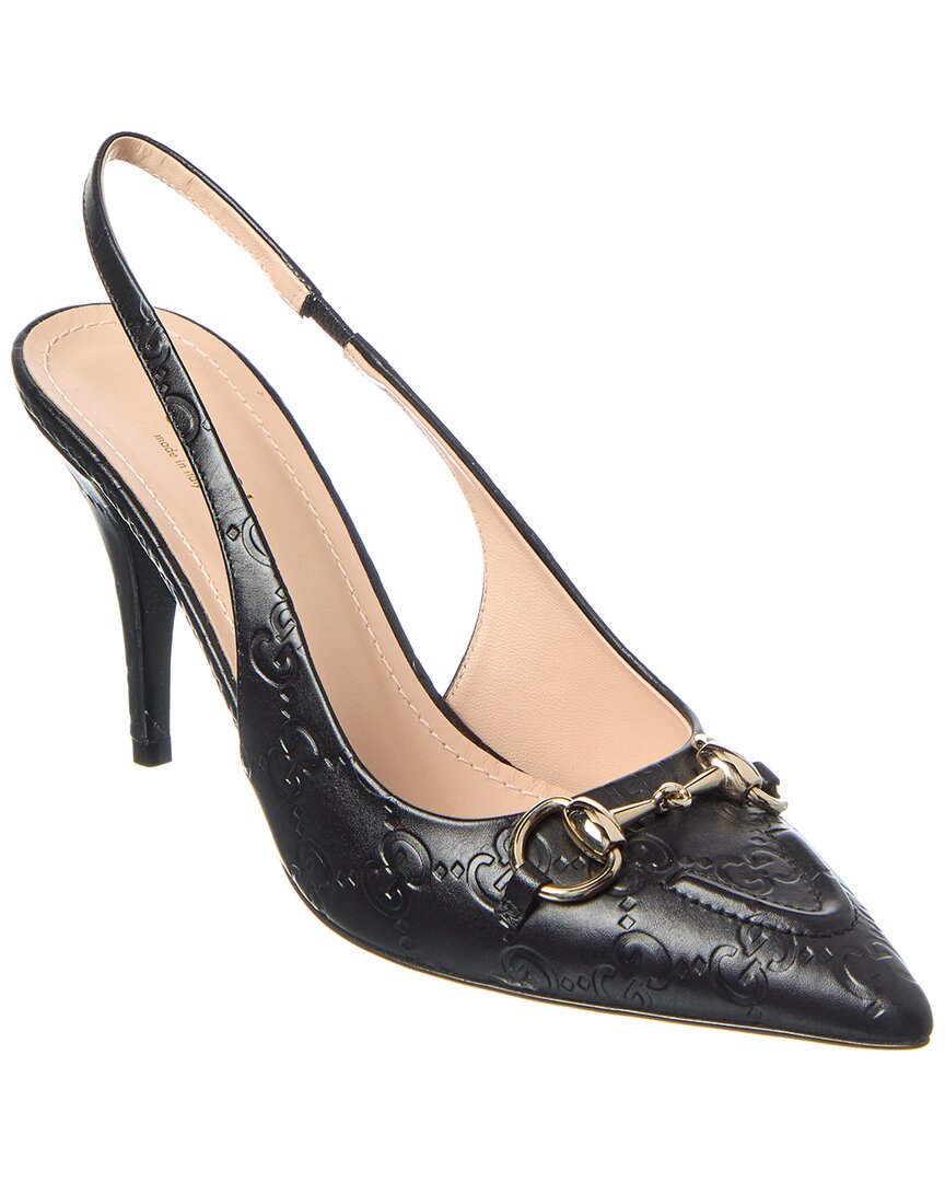 Gucci Horsebit Gg Leather Slingback Pump