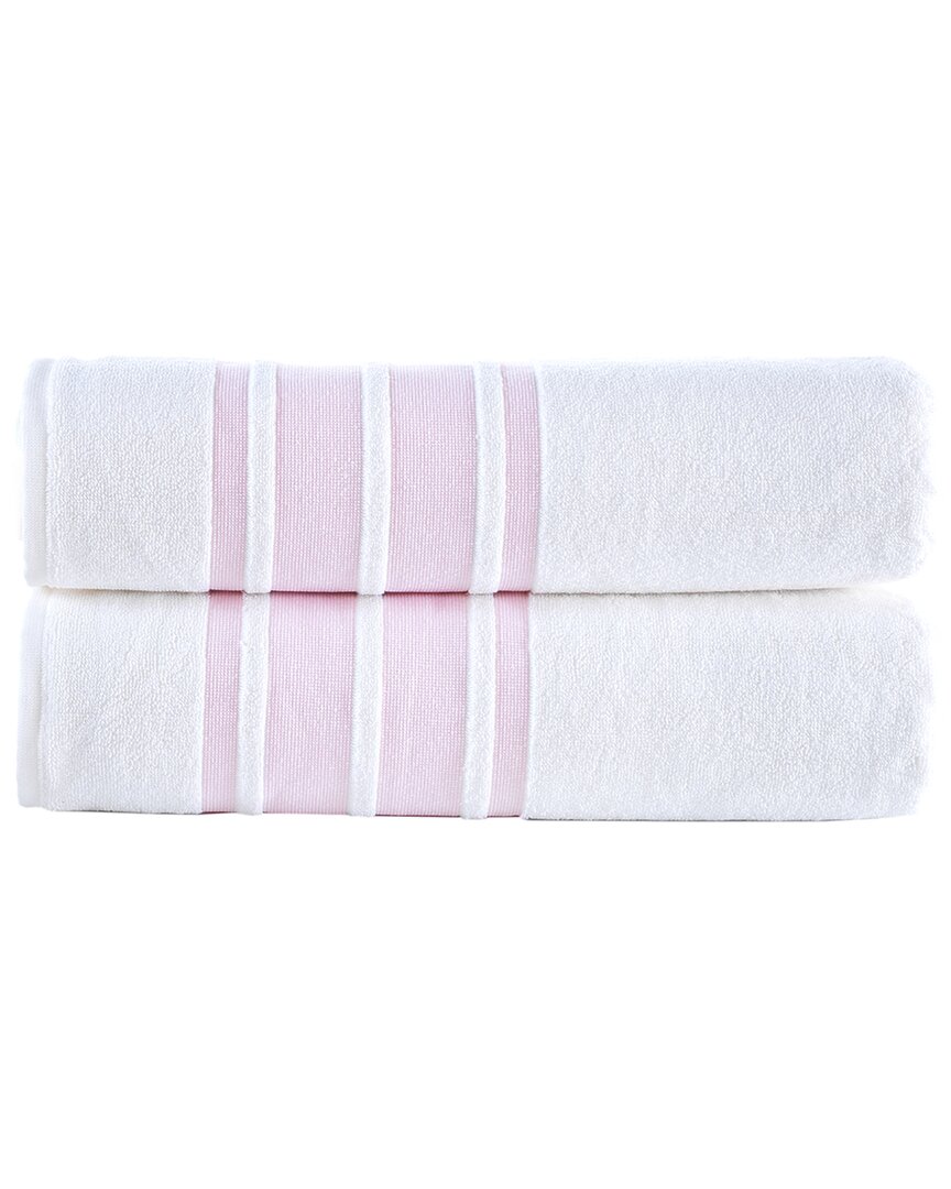 Brooks Brothers Contrast Border 2pc Bath Sheets In Pink