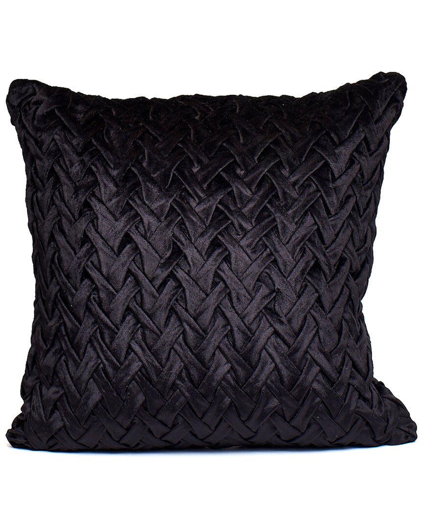 Harkaari Loose V Style Smocked Velvet Throw Pillow In Black