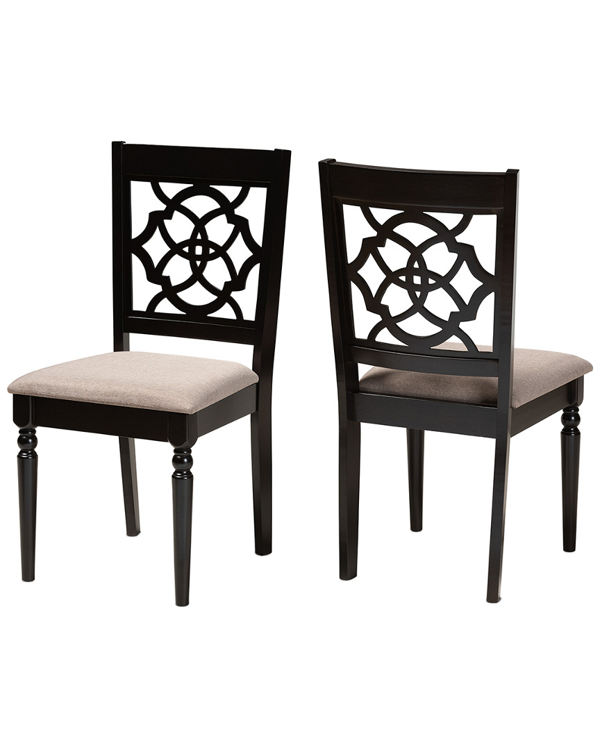 Baxton Studio Renaud Modern And Contemporary Fabric Upholstered 2 Piece Dining Chair Set Set In Sand