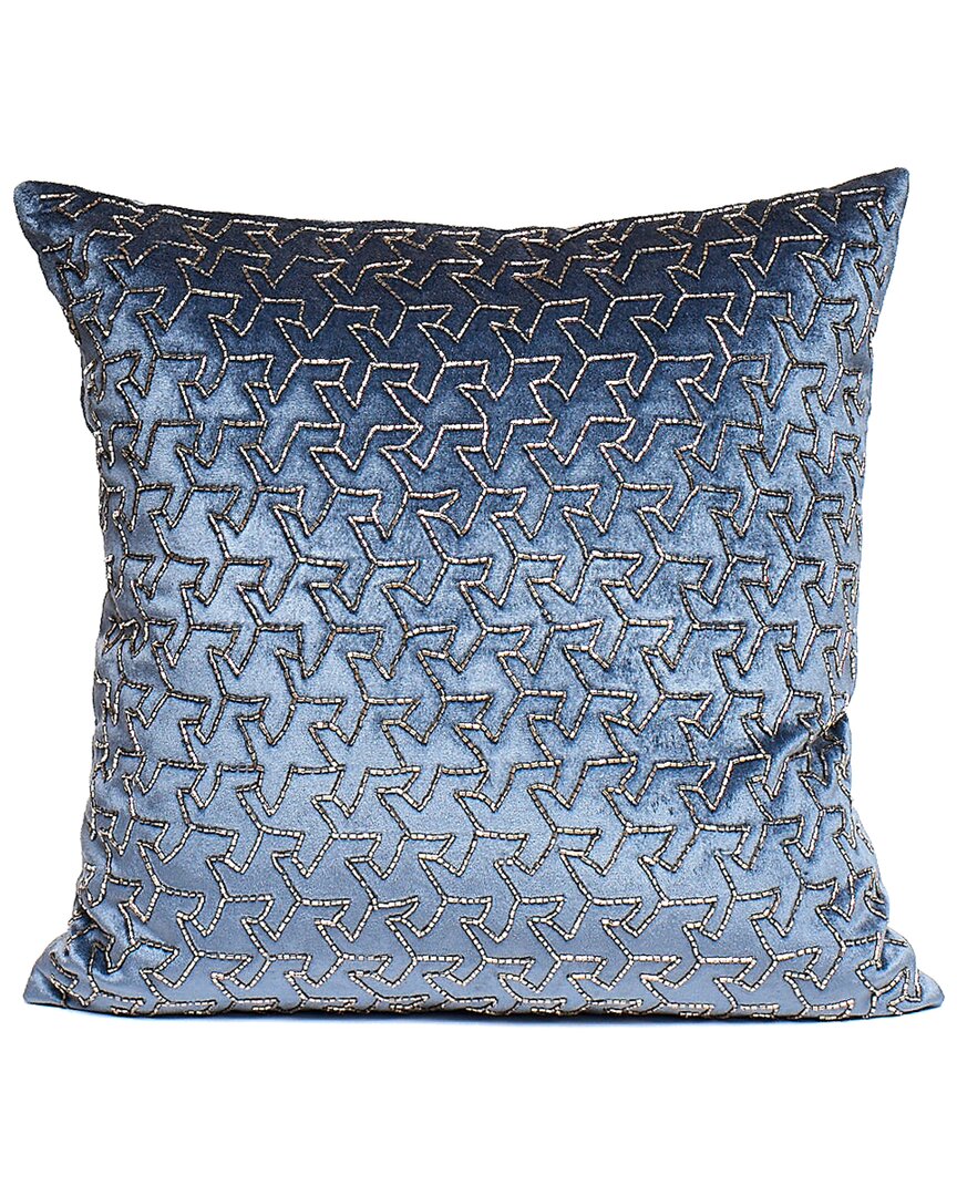 HARKAARI HARKAARI GEOMETRIC HEAVILY EMBELLISHED VELVET THROW PILLOW