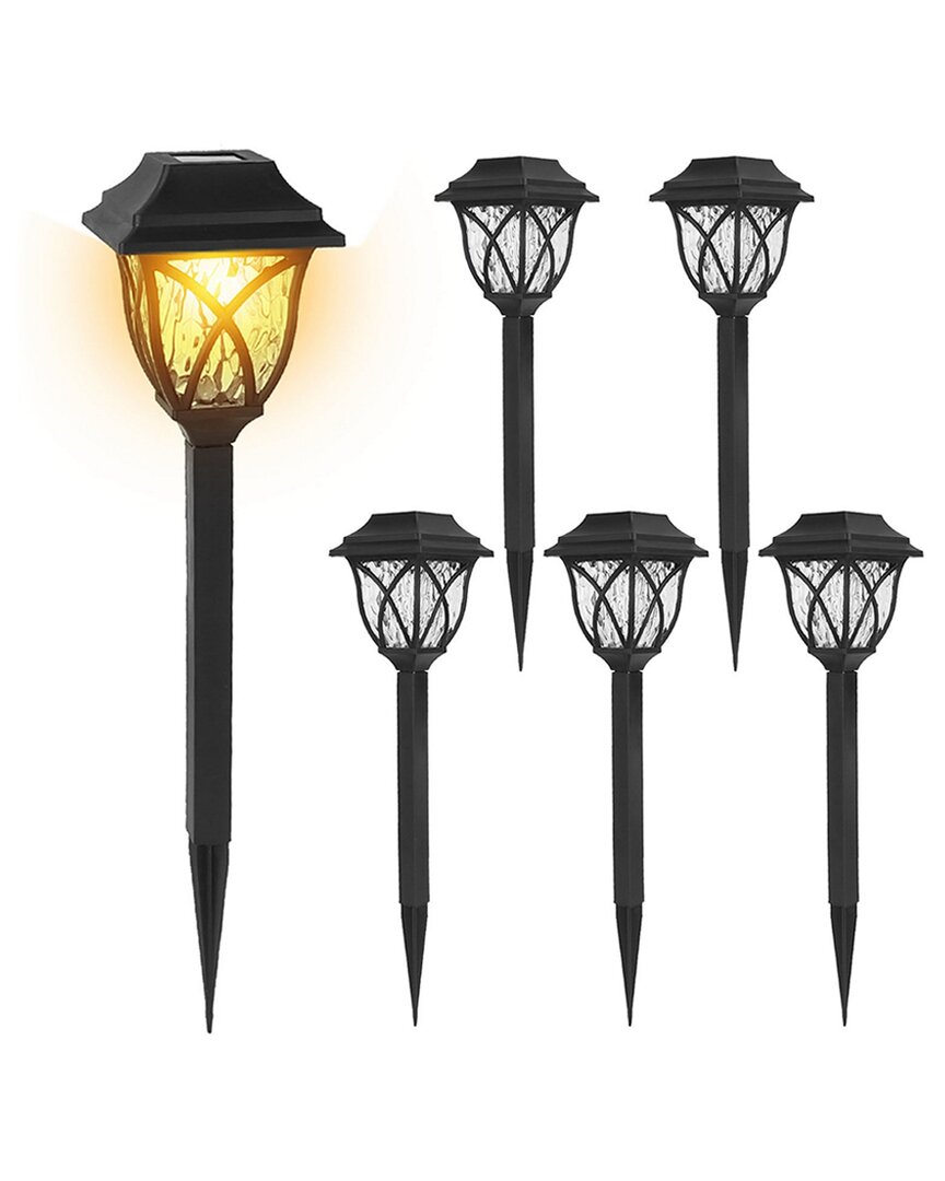 Fresh Fab Finds Pack Of 6 Solar Garden Stake Lights In Black